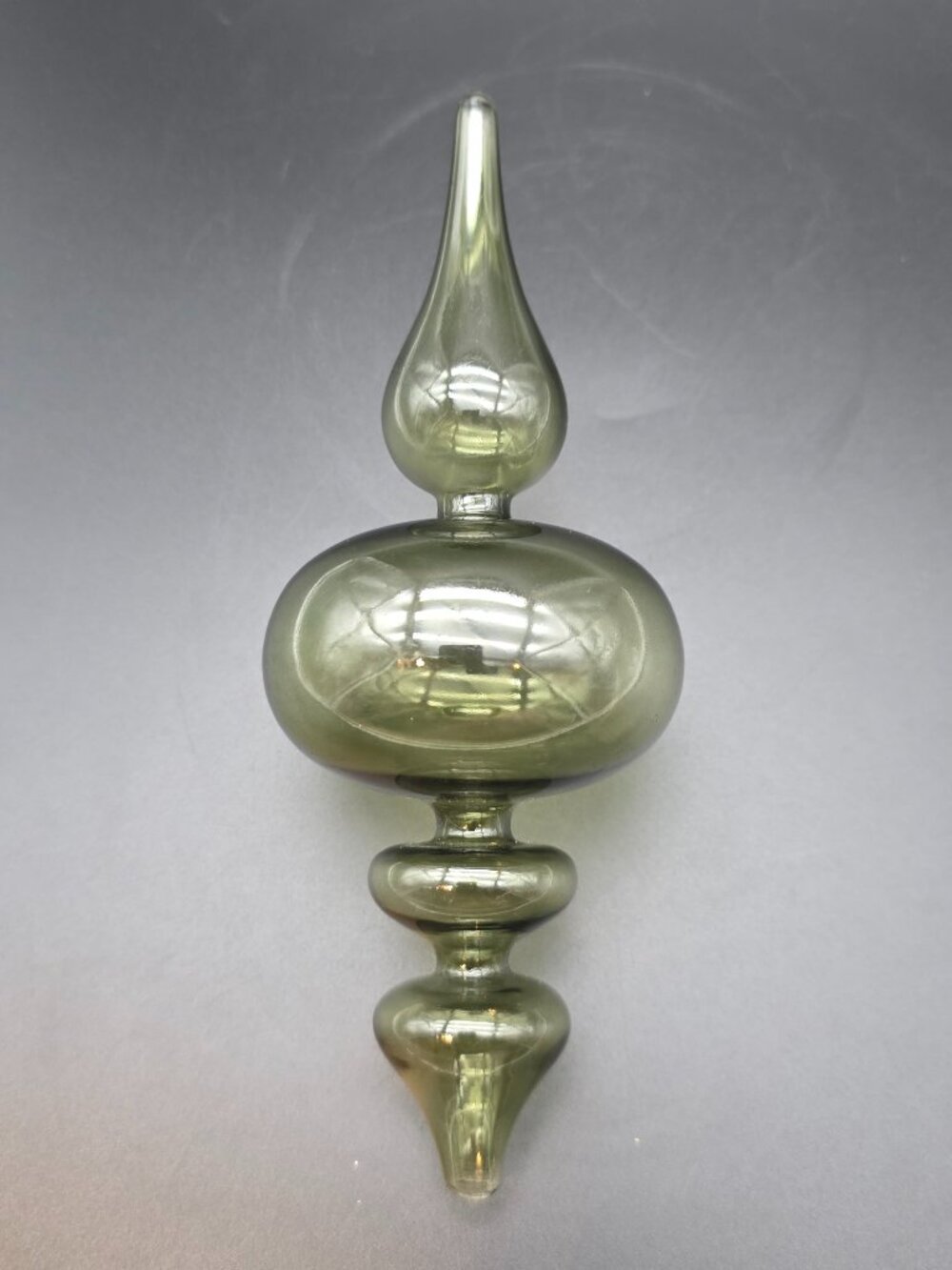 Vintage green Glass Mini Tree Topper, 8”